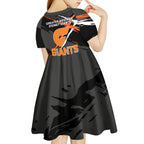 Greater Western Sydney Giants Kid Short Sleeve Dress Orange Muscular Mascot Graphic - Abstract Paint Splatter Art
