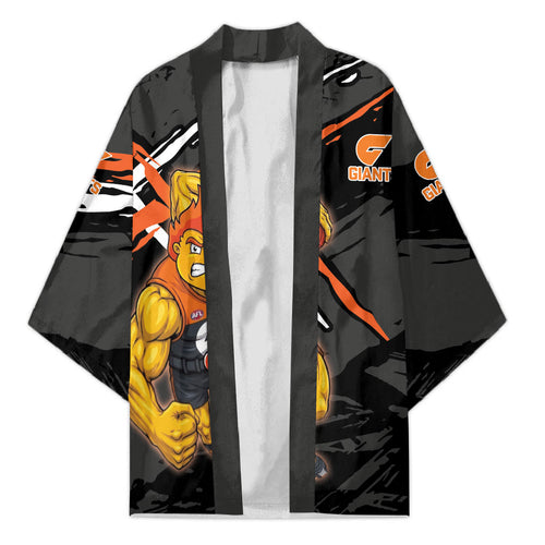 Greater Western Sydney Giants Kimono Orange Muscular Mascot Graphic - Abstract Paint Splatter Art