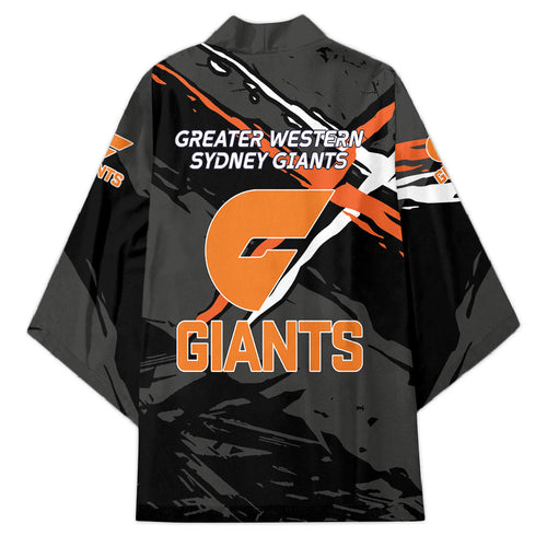 Greater Western Sydney Giants Kimono Orange Muscular Mascot Graphic - Abstract Paint Splatter Art