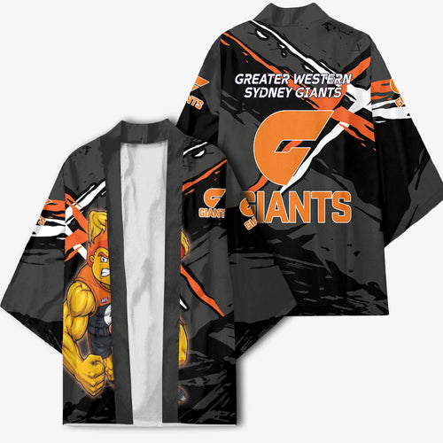 Greater Western Sydney Giants Kimono Orange Muscular Mascot Graphic - Abstract Paint Splatter Art