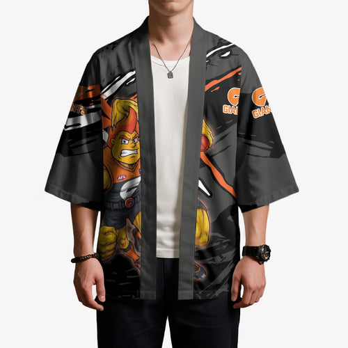 Greater Western Sydney Giants Kimono Orange Muscular Mascot Graphic - Abstract Paint Splatter Art