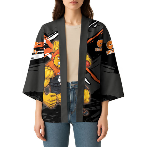 Greater Western Sydney Giants Kimono Orange Muscular Mascot Graphic - Abstract Paint Splatter Art