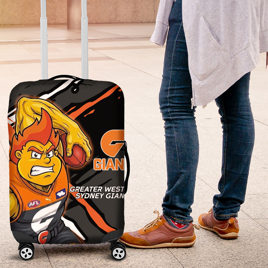 Greater Western Sydney Giants Luggage Cover Orange Muscular Mascot Graphic - Abstract Paint Splatter Art