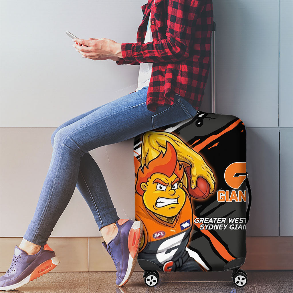 Greater Western Sydney Giants Luggage Cover Orange Muscular Mascot Graphic - Abstract Paint Splatter Art