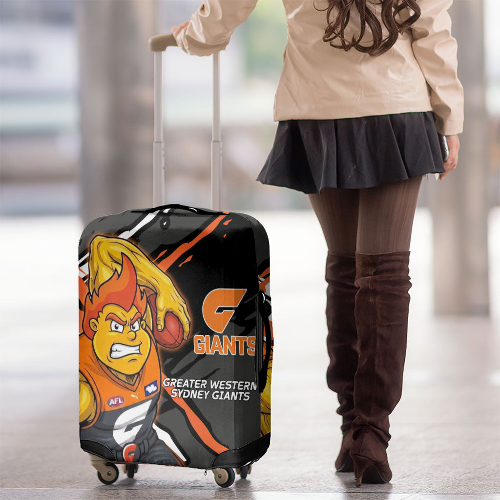 Greater Western Sydney Giants Luggage Cover Orange Muscular Mascot Graphic - Abstract Paint Splatter Art