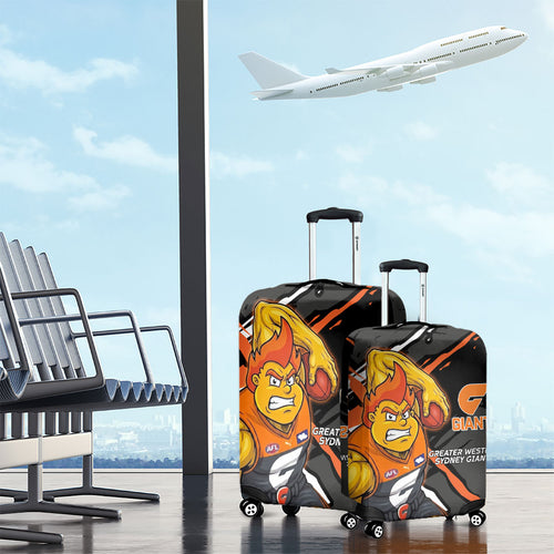 Greater Western Sydney Giants Luggage Cover Orange Muscular Mascot Graphic - Abstract Paint Splatter Art