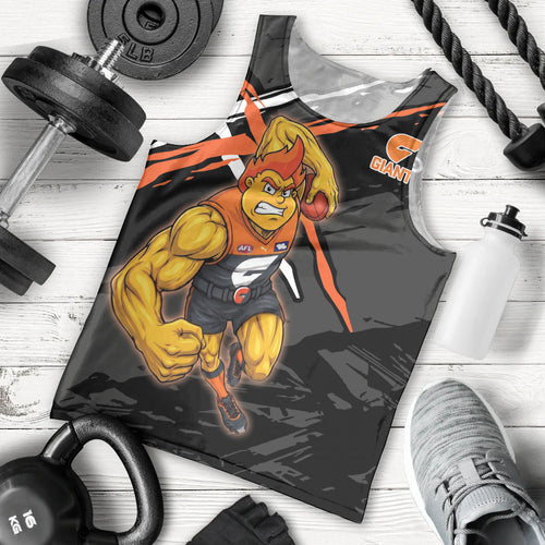 Greater Western Sydney Giants Men Tank Top Orange Muscular Mascot Graphic - Abstract Paint Splatter Art