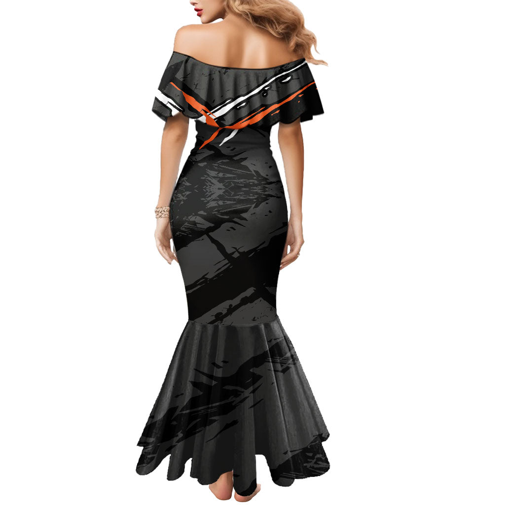 Greater Western Sydney Giants Mermaid Dress Orange Muscular Mascot Graphic - Abstract Paint Splatter Art