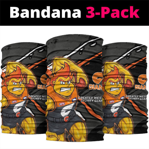 Greater Western Sydney Giants Neck Gaiter Orange Muscular Mascot Graphic - Abstract Paint Splatter Art
