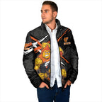 Greater Western Sydney Giants Padded Jacket Orange Muscular Mascot Graphic - Abstract Paint Splatter Art