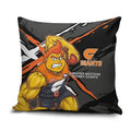 Greater Western Sydney Giants Pillow Cover Orange Muscular Mascot Graphic - Abstract Paint Splatter Art
