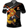 Greater Western Sydney Giants Polo Shirt Orange Muscular Mascot Graphic - Abstract Paint Splatter Art