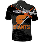 Greater Western Sydney Giants Polo Shirt Orange Muscular Mascot Graphic - Abstract Paint Splatter Art