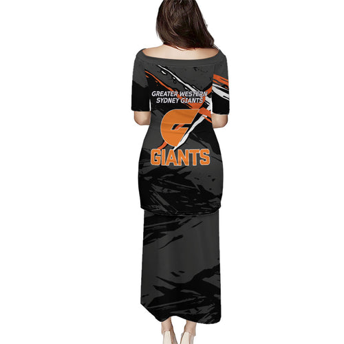 Greater Western Sydney Giants Puletasi Orange Muscular Mascot Graphic - Abstract Paint Splatter Art