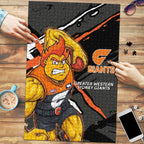 Greater Western Sydney Giants Puzzle Orange Muscular Mascot Graphic - Abstract Paint Splatter Art