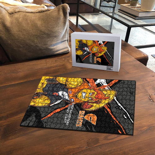 Greater Western Sydney Giants Puzzle Orange Muscular Mascot Graphic - Abstract Paint Splatter Art