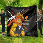 Greater Western Sydney Giants Quilt Orange Muscular Mascot Graphic - Abstract Paint Splatter Art