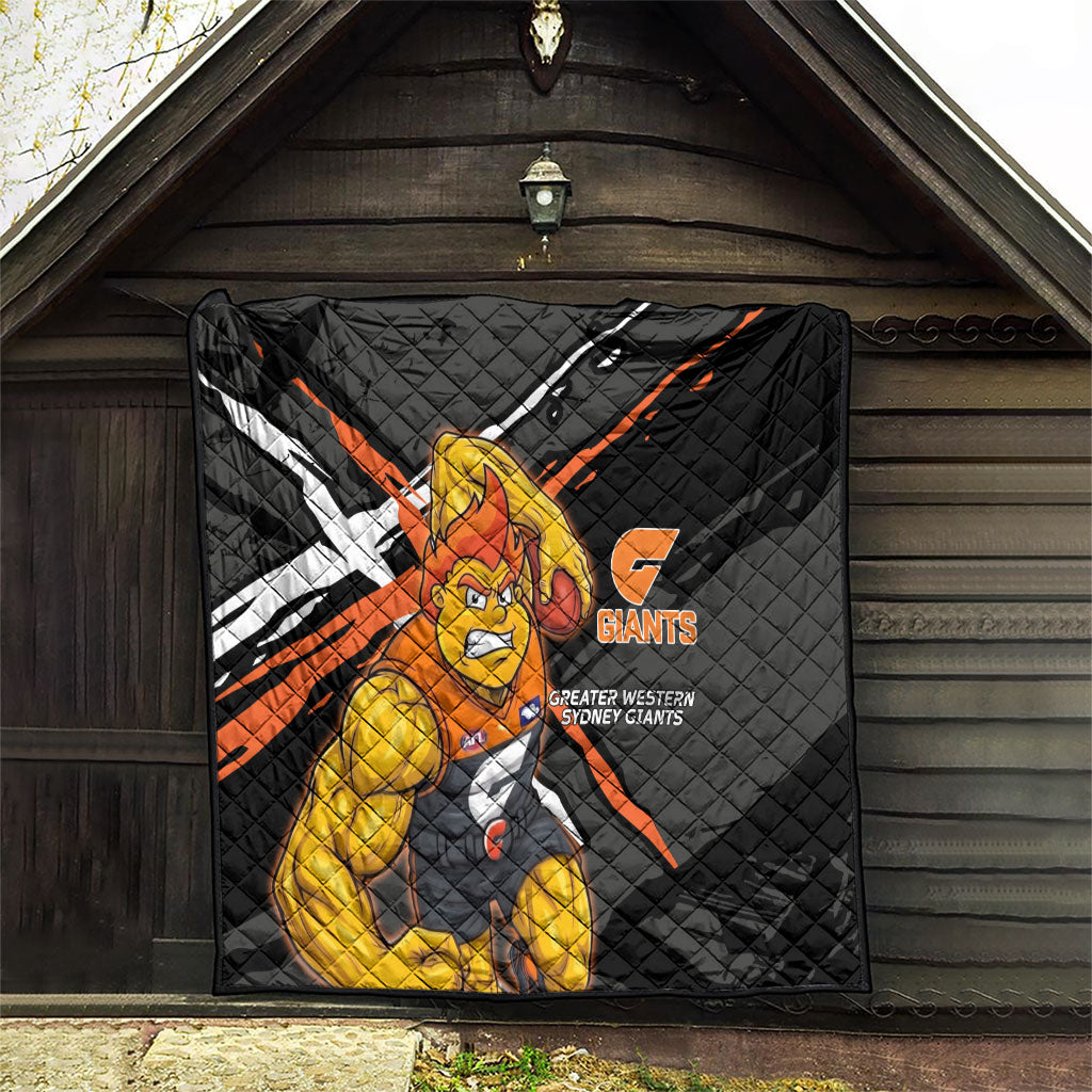 Greater Western Sydney Giants Quilt Orange Muscular Mascot Graphic - Abstract Paint Splatter Art