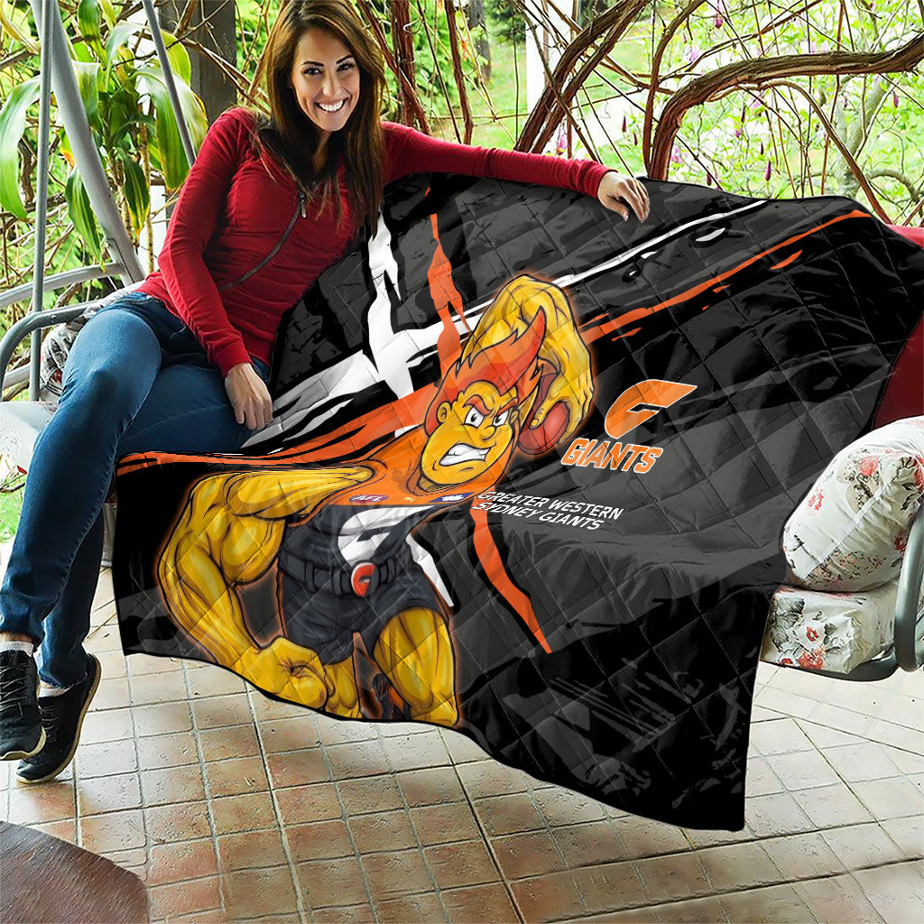 Greater Western Sydney Giants Quilt Orange Muscular Mascot Graphic - Abstract Paint Splatter Art