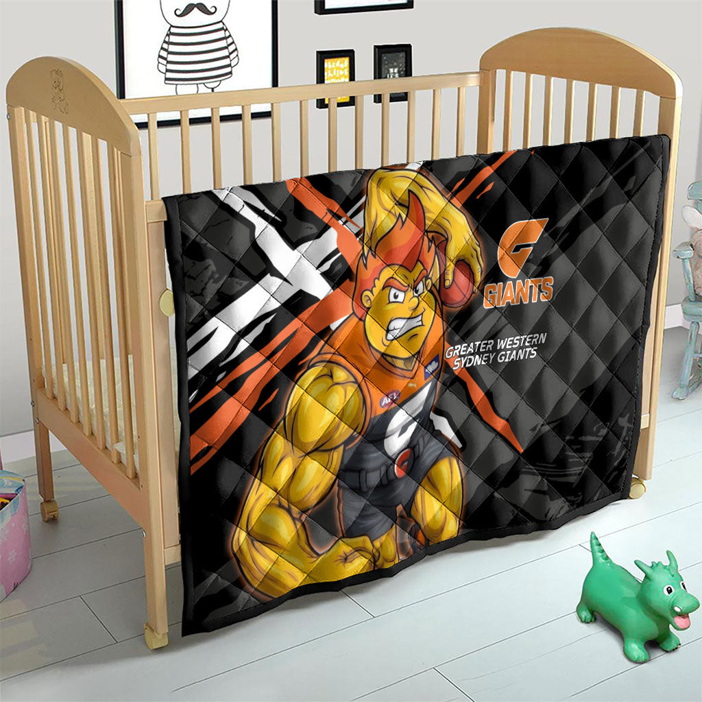Greater Western Sydney Giants Quilt Orange Muscular Mascot Graphic - Abstract Paint Splatter Art