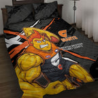 Greater Western Sydney Giants Quilt Bed Set Orange Muscular Mascot Graphic - Abstract Paint Splatter Art