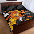 Greater Western Sydney Giants Quilt Bed Set Orange Muscular Mascot Graphic - Abstract Paint Splatter Art