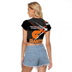 Greater Western Sydney Giants Raglan Cropped T Shirt Orange Muscular Mascot Graphic - Abstract Paint Splatter Art