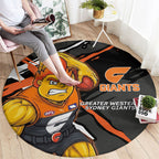Greater Western Sydney Giants Round Carpet Orange Muscular Mascot Graphic - Abstract Paint Splatter Art