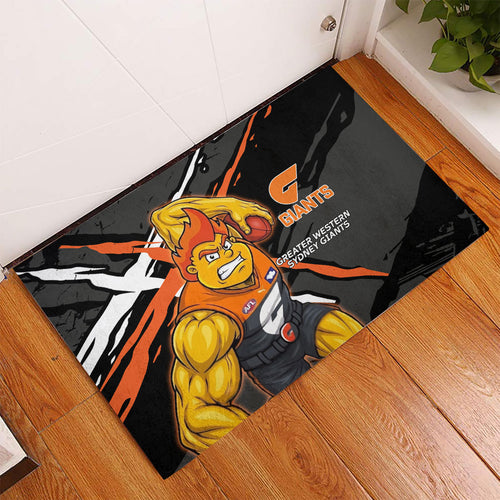 Greater Western Sydney Giants Rubber Doormat Orange Muscular Mascot Graphic - Abstract Paint Splatter Art