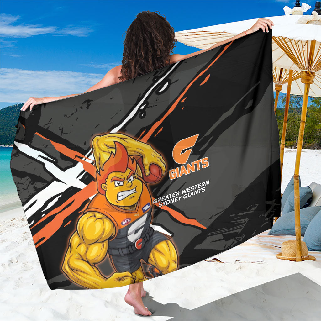 Greater Western Sydney Giants Sarong Orange Muscular Mascot Graphic - Abstract Paint Splatter Art
