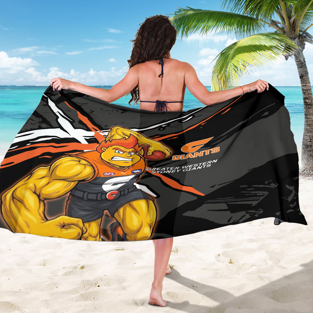 Greater Western Sydney Giants Sarong Orange Muscular Mascot Graphic - Abstract Paint Splatter Art