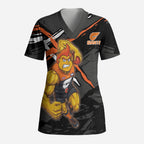 Greater Western Sydney Giants Scrub Top Orange Muscular Mascot Graphic - Abstract Paint Splatter Art