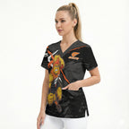 Greater Western Sydney Giants Scrub Top Orange Muscular Mascot Graphic - Abstract Paint Splatter Art