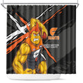 Greater Western Sydney Giants Shower Curtain Orange Muscular Mascot Graphic - Abstract Paint Splatter Art