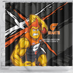 Greater Western Sydney Giants Shower Curtain Orange Muscular Mascot Graphic - Abstract Paint Splatter Art