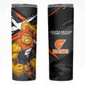 Greater Western Sydney Giants Skinny Tumbler Orange Muscular Mascot Graphic - Abstract Paint Splatter Art