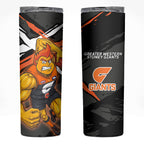 Greater Western Sydney Giants Skinny Tumbler Orange Muscular Mascot Graphic - Abstract Paint Splatter Art