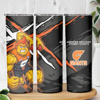 Greater Western Sydney Giants Skinny Tumbler Orange Muscular Mascot Graphic - Abstract Paint Splatter Art