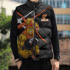 Greater Western Sydney Giants Sleeveless Puffer Jacket Orange Muscular Mascot Graphic - Abstract Paint Splatter Art