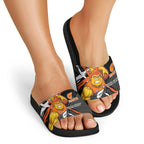 Greater Western Sydney Giants Slide Sandals Orange Muscular Mascot Graphic - Abstract Paint Splatter Art