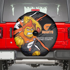 Greater Western Sydney Giants Spare Tire Cover Orange Muscular Mascot Graphic - Abstract Paint Splatter Art