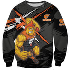 Greater Western Sydney Giants Sweatshirt Orange Muscular Mascot Graphic - Abstract Paint Splatter Art