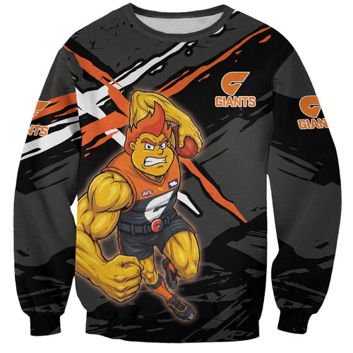 Greater Western Sydney Giants Sweatshirt Orange Muscular Mascot Graphic - Abstract Paint Splatter Art