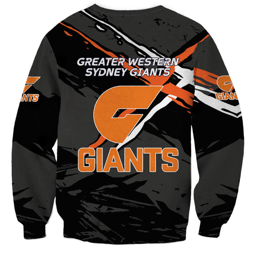 Greater Western Sydney Giants Sweatshirt Orange Muscular Mascot Graphic - Abstract Paint Splatter Art