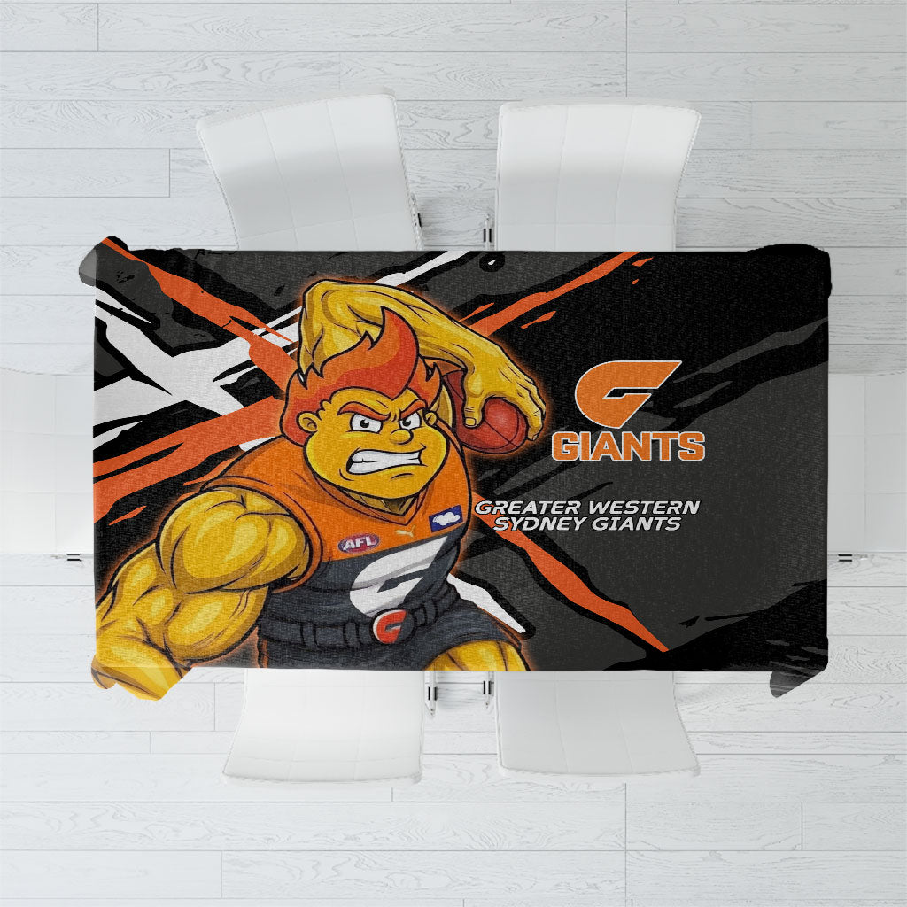 Greater Western Sydney Giants Tablecloth Orange Muscular Mascot Graphic - Abstract Paint Splatter Art
