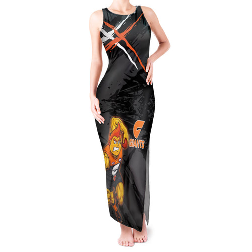 Greater Western Sydney Giants Tank Maxi Dress Orange Muscular Mascot Graphic - Abstract Paint Splatter Art