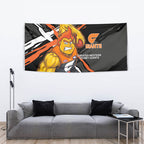 Greater Western Sydney Giants Tapestry Orange Muscular Mascot Graphic - Abstract Paint Splatter Art