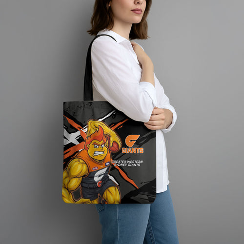 Greater Western Sydney Giants Tote Bag Orange Muscular Mascot Graphic - Abstract Paint Splatter Art