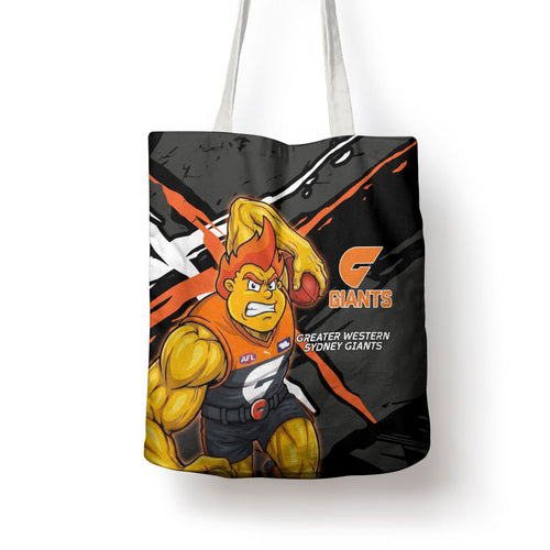 Greater Western Sydney Giants Tote Bag Orange Muscular Mascot Graphic - Abstract Paint Splatter Art
