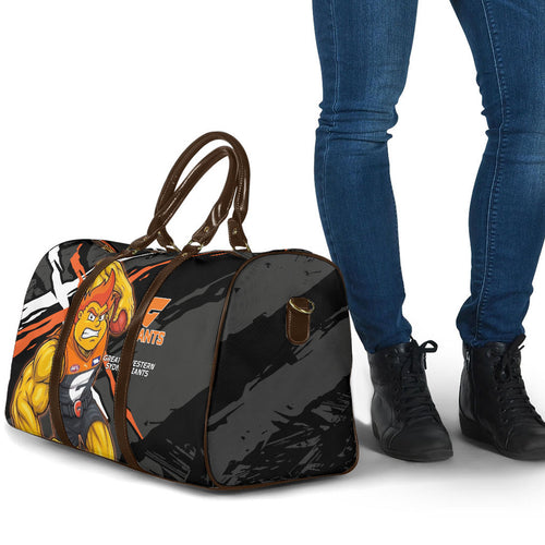 Greater Western Sydney Giants Travel Bag Orange Muscular Mascot Graphic - Abstract Paint Splatter Art